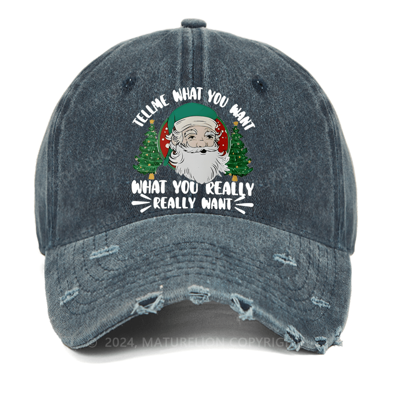 Maturelion Christmas Cap Tell Me What You Want What You Really Really Want Washed Vintage Cap