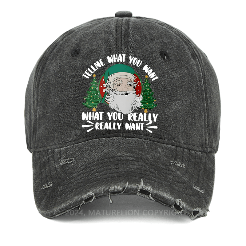 Maturelion Christmas Cap Tell Me What You Want What You Really Really Want Washed Vintage Cap