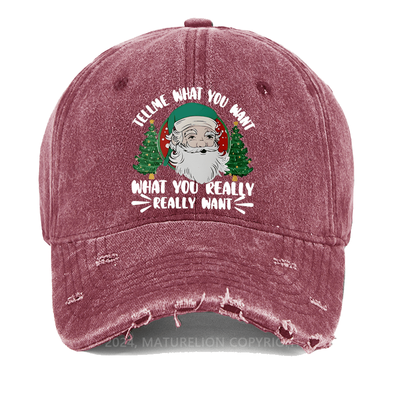 Maturelion Christmas Cap Tell Me What You Want What You Really Really Want Washed Vintage Cap