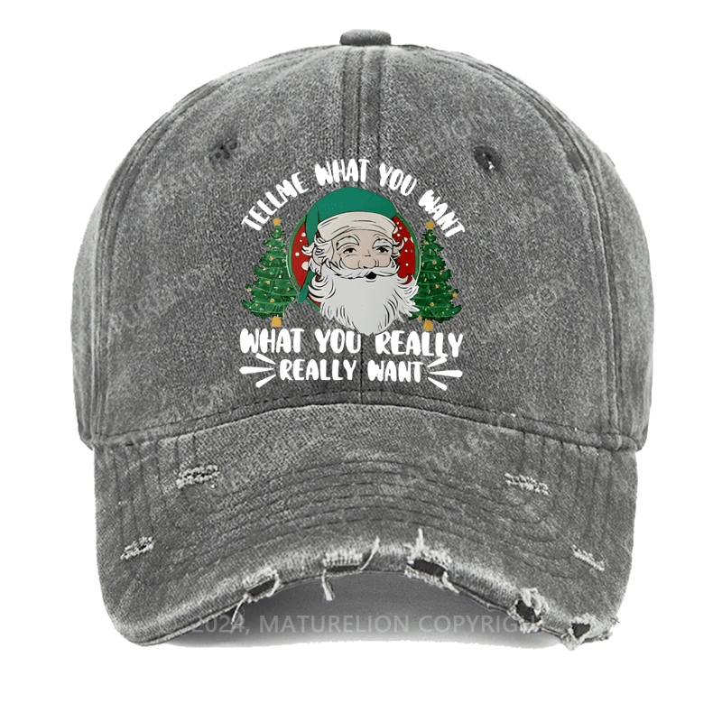 Maturelion Christmas Cap Tell Me What You Want What You Really Really Want Washed Vintage Cap