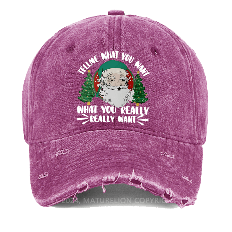 Maturelion Christmas Cap Tell Me What You Want What You Really Really Want Washed Vintage Cap