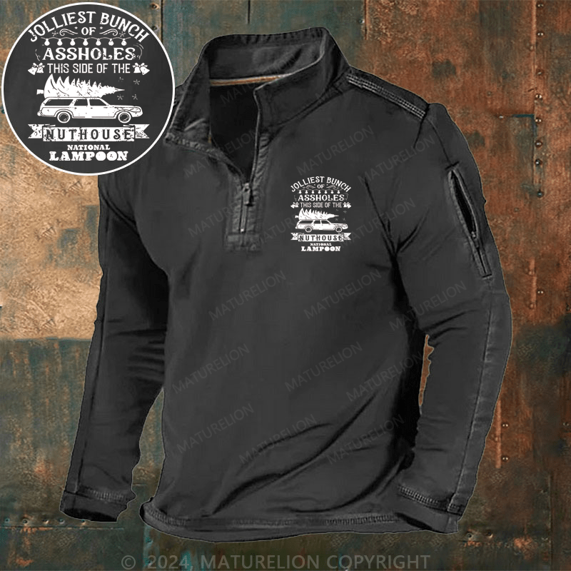 Maturelion Christmas Henley Shirt Jolliest Bunch Of Assholes This Side Of The Nuthouse National Lampoon Henley Shirt