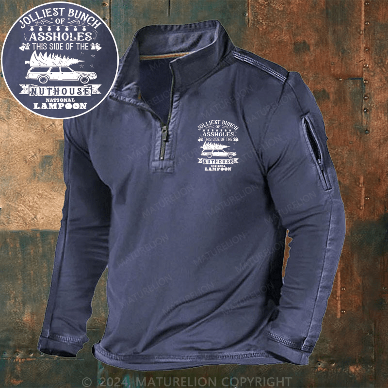 Maturelion Christmas Henley Shirt Jolliest Bunch Of Assholes This Side Of The Nuthouse National Lampoon Henley Shirt