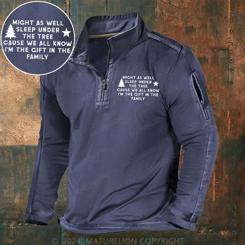 Maturelion Christmas Henley Shirt Might As Well Sleep Under The Tree Cause We All Know I'm The Gift In The Family Henley Shirt