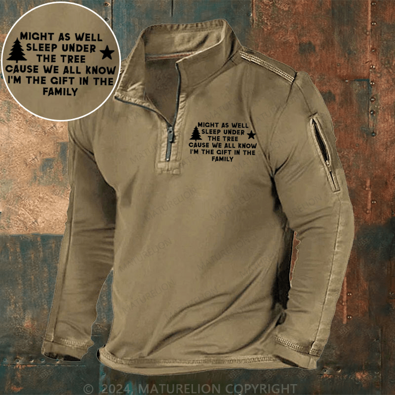 Maturelion Christmas Henley Shirt Might As Well Sleep Under The Tree Cause We All Know I'm The Gift In The Family Henley Shirt