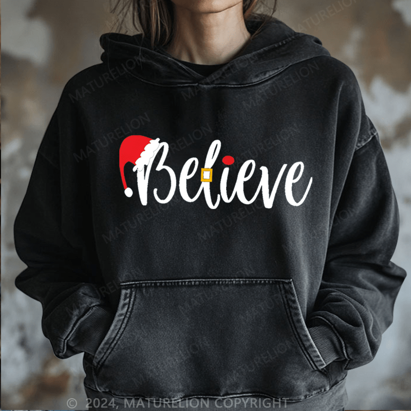 Maturelion Christmas Hoodie Believe Women Hoodie