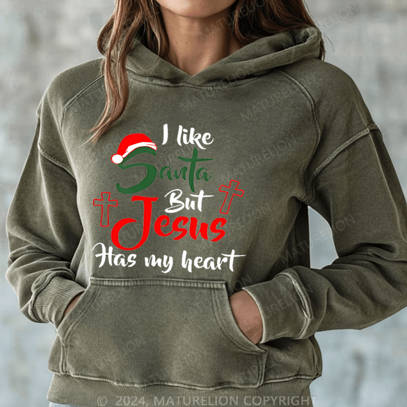 Maturelion Christmas Hoodie I Like Santa but Jesus Has My Heart Women Hoodie