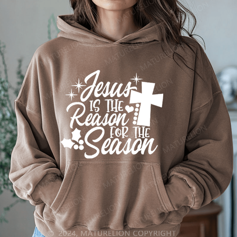 Maturelion Christmas Hoodie Jesus Is the Reason for the Season Women Hoodie