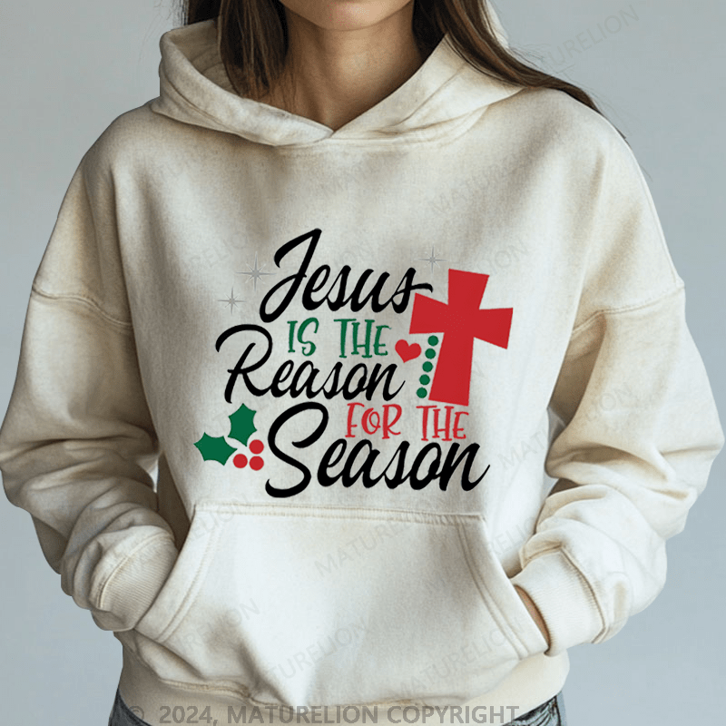 Maturelion Christmas Hoodie Jesus Is the Reason for the Season Women Hoodie