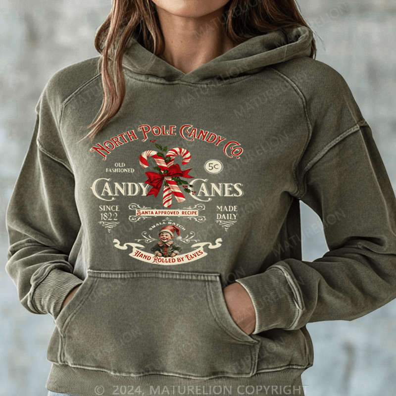 Maturelion Christmas Hoodie North Pole Candy Women Hoodie