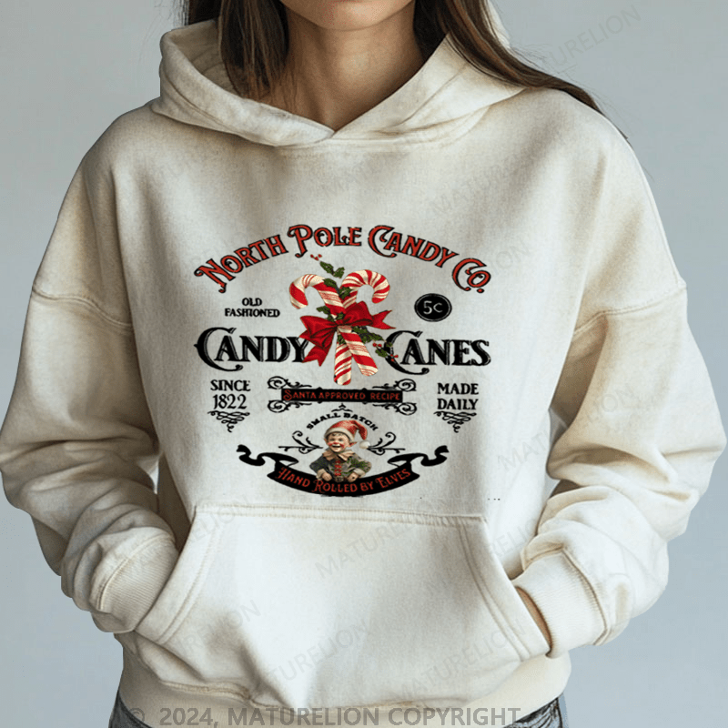 Maturelion Christmas Hoodie North Pole Candy Women Hoodie