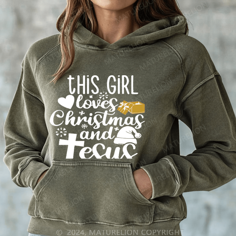 Maturelion Christmas Hoodie This Girl Loves Christmas And Juses Women Hoodie