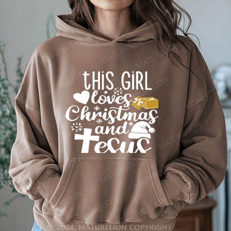 Maturelion Christmas Hoodie This Girl Loves Christmas And Juses Women Hoodie