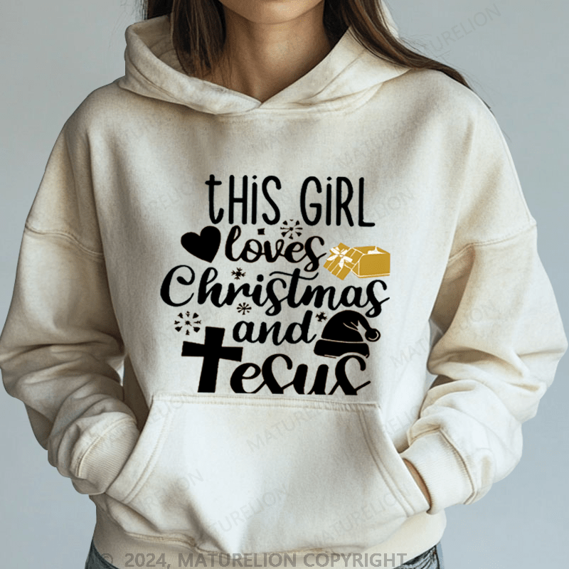 Maturelion Christmas Hoodie This Girl Loves Christmas And Juses Women Hoodie