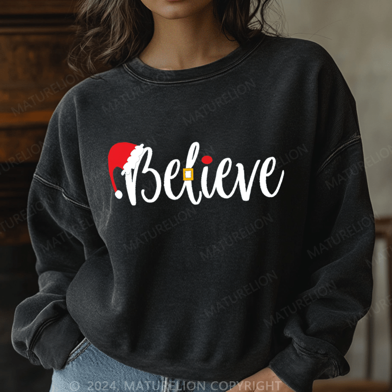 Maturelion Christmas Sweatshirt Believe Women Sweatshirt