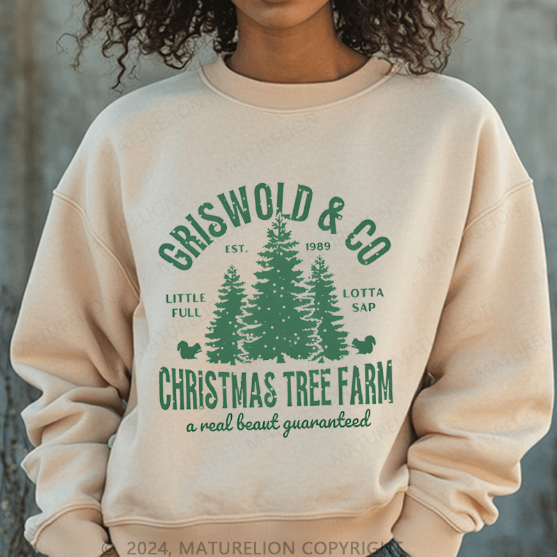 Maturelion Christmas Sweatshirt Girs World Christmas Tree Farm Women Sweatshirt