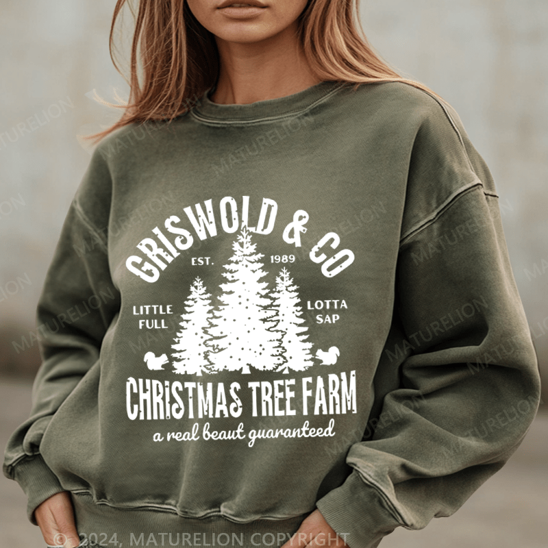 Maturelion Christmas Sweatshirt Girs World Christmas Tree Farm Women Sweatshirt
