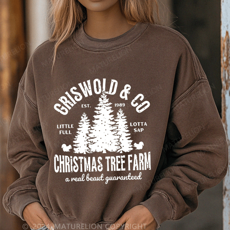 Maturelion Christmas Sweatshirt Girs World Christmas Tree Farm Women Sweatshirt