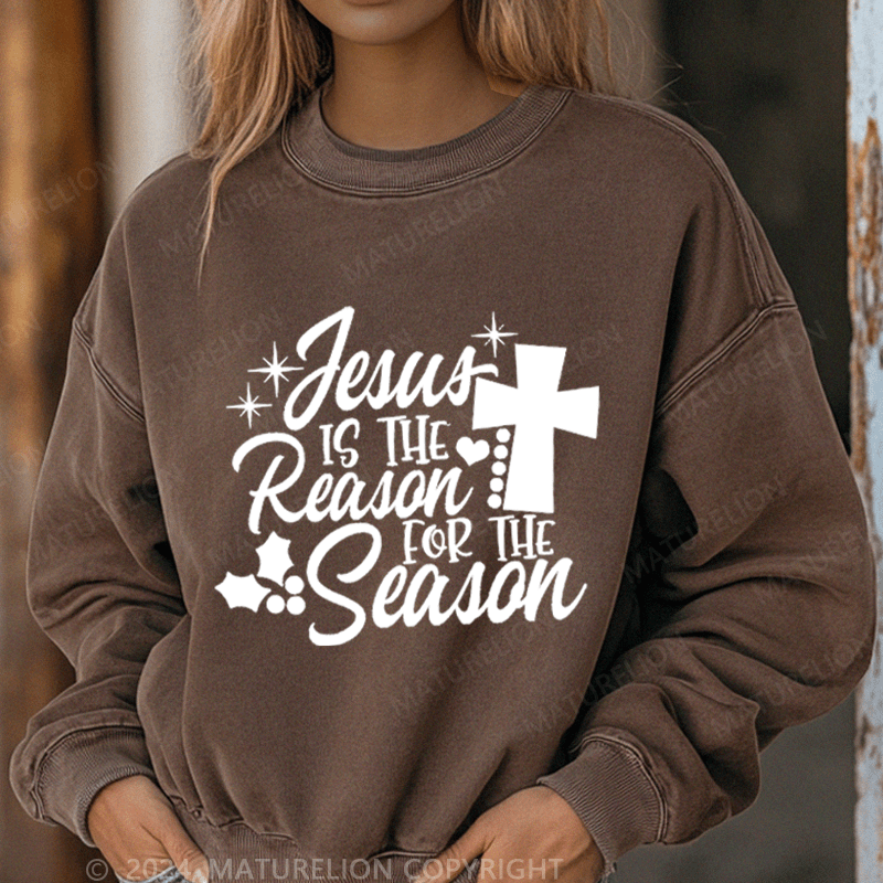 Maturelion Christmas Sweatshirt Jesus Is the Reason for the Season Women Sweatshirt