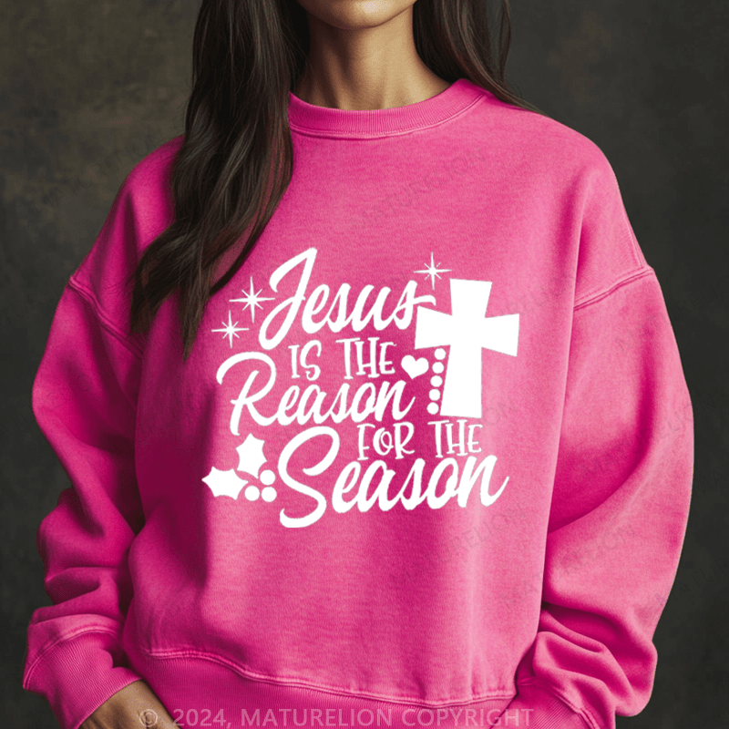 Maturelion Christmas Sweatshirt Jesus Is the Reason for the Season Women Sweatshirt