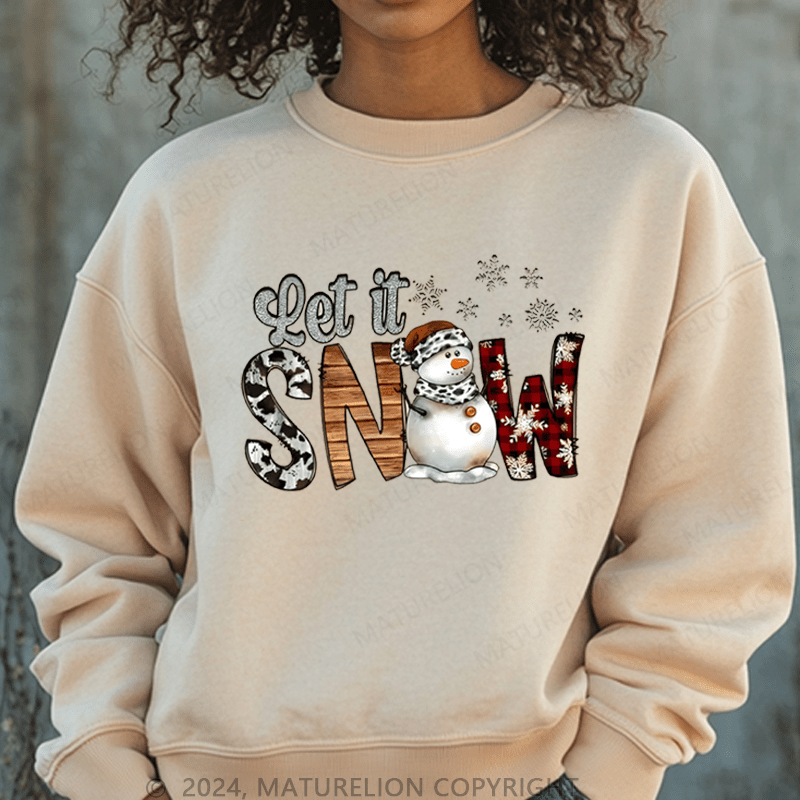 Maturelion Christmas Sweatshirt Let It Snow Women Sweatshirt