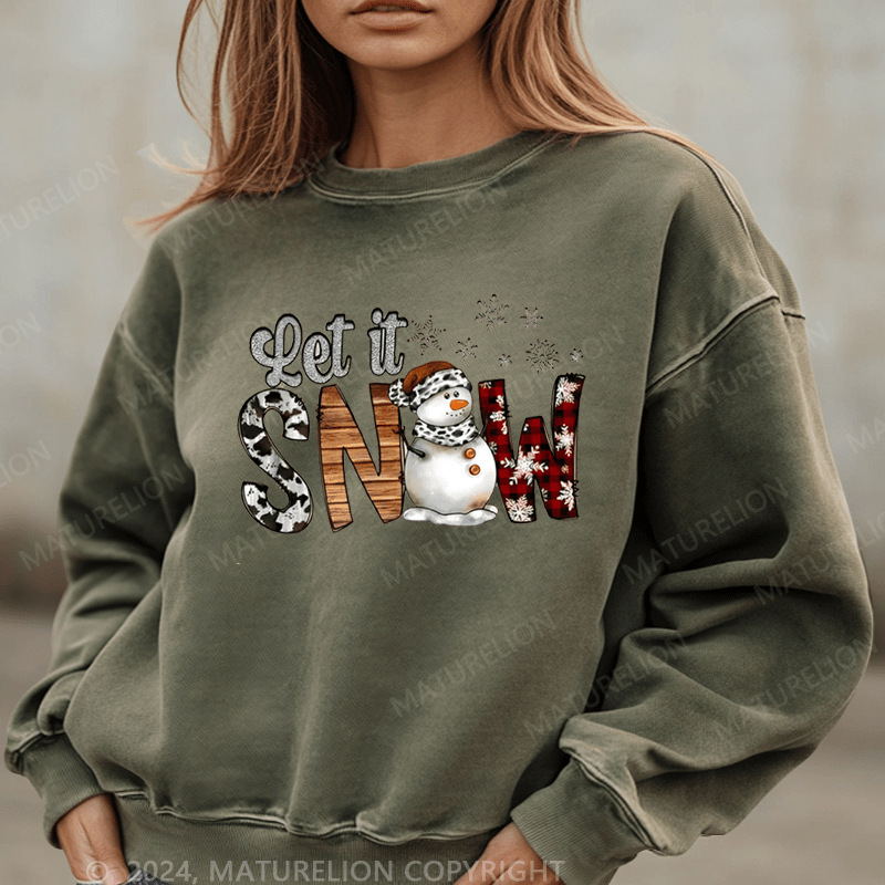 Maturelion Christmas Sweatshirt Let It Snow Women Sweatshirt