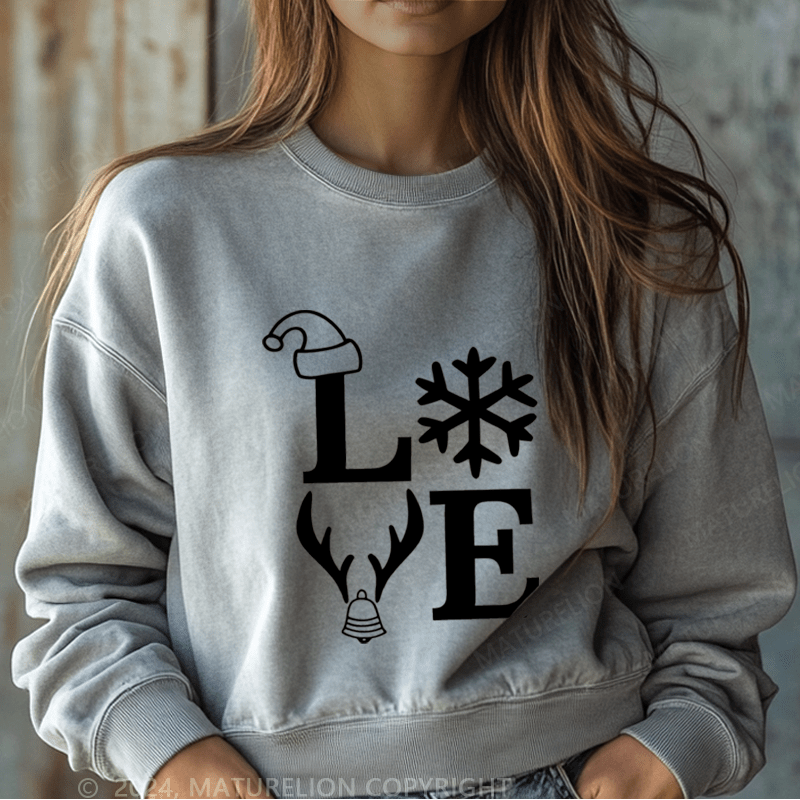Maturelion Christmas Sweatshirt Love Family Women Sweatshirt