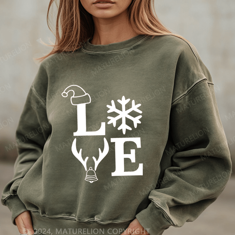 Maturelion Christmas Sweatshirt Love Family Women Sweatshirt