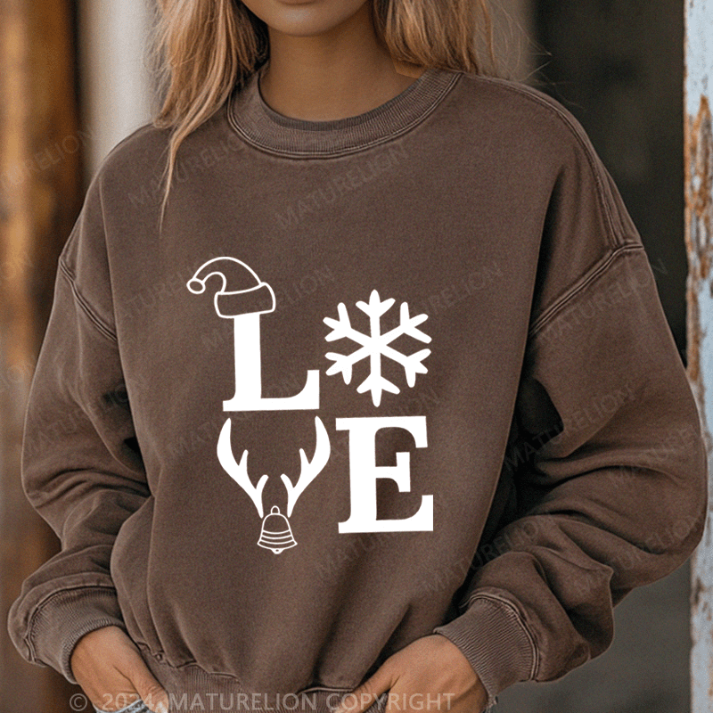 Maturelion Christmas Sweatshirt Love Family Women Sweatshirt