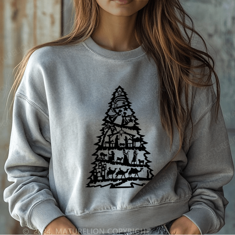 Maturelion Christmas Sweatshirt Mreey Christmas Jesus Women Sweatshirt