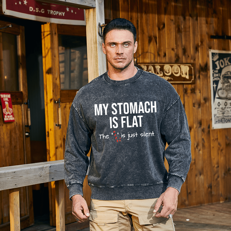 Maturelion Christmas Sweatshirt My Stomach Is Flat The L Is Just Silent Funny Custom Washed Sweatshirt