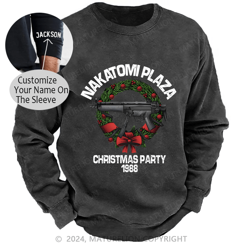 Maturelion Christmas Sweatshirt Nakatomi Plaza Christmas Party 1989 Custom Washed Sweatshirt