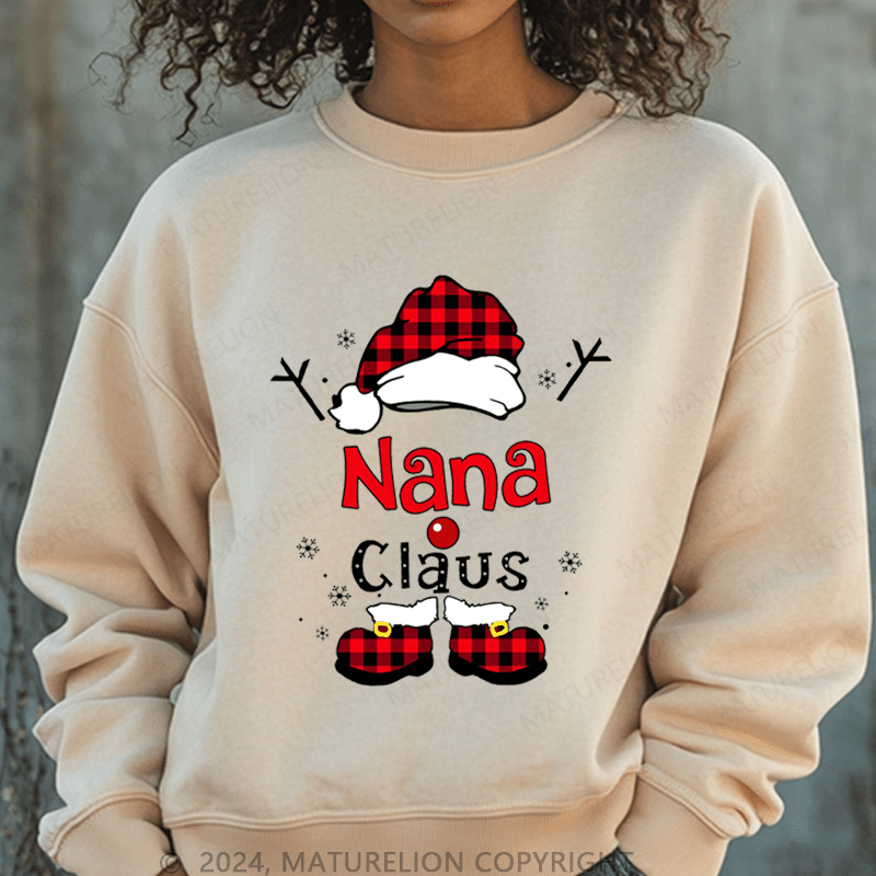 Maturelion Christmas Sweatshirt Nana Claus Women Sweatshirt
