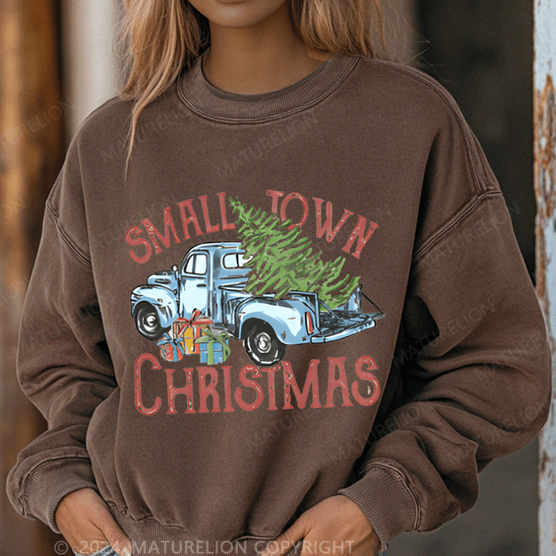 Maturelion Christmas Sweatshirt Small Town Christmas Women Sweatshirt