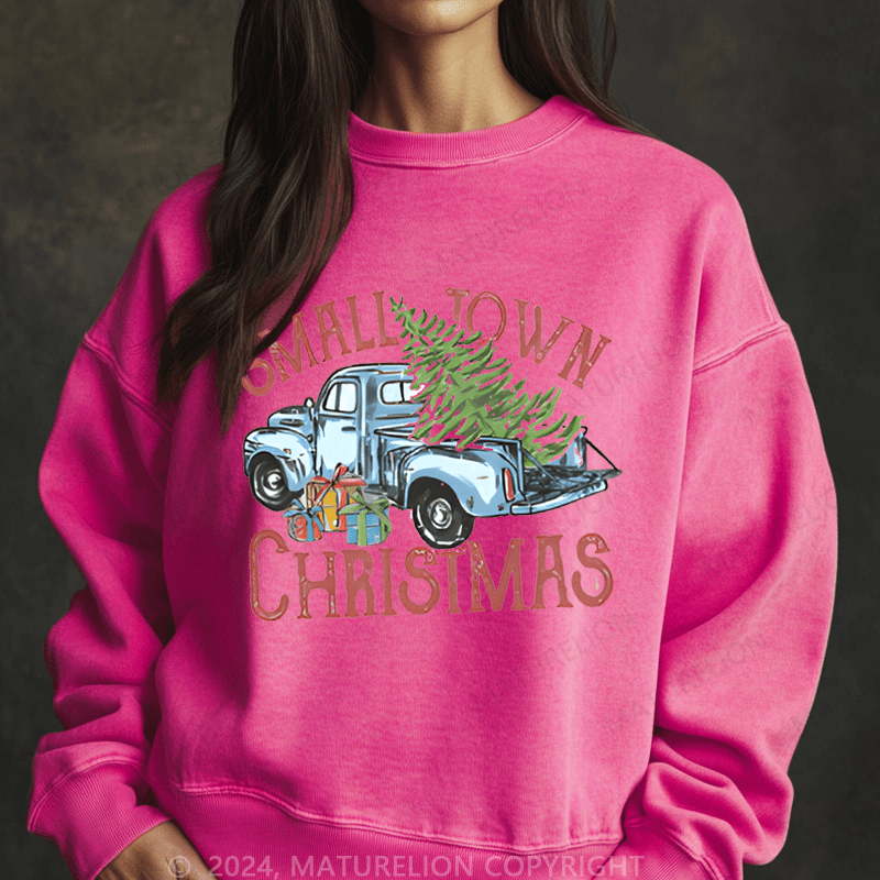 Maturelion Christmas Sweatshirt Small Town Christmas Women Sweatshirt