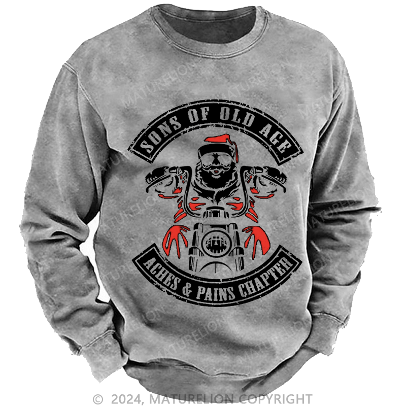 Maturelion Christmas Sweatshirt Sons Of Old Age Aches And Pain Chapter Custom Sweatshirt