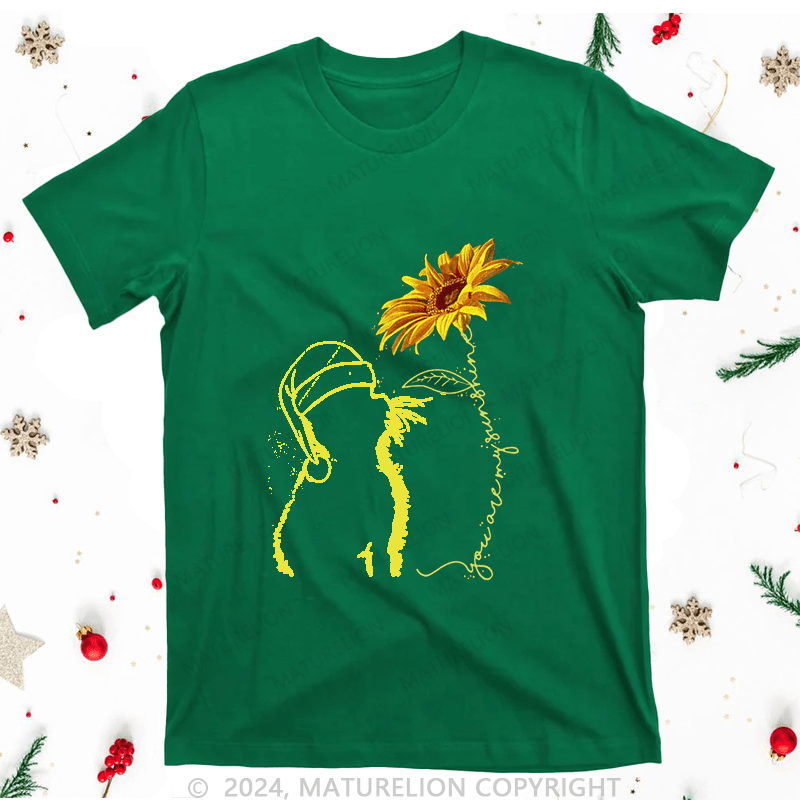 Maturelion Christmas T-Shirt Cat You Are My Sunshine Women T-Shirt