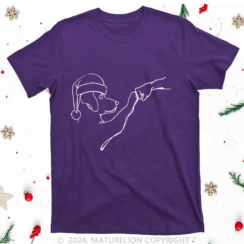 Maturelion Christmas T-Shirt Dog Fist Bump Funny Women T-Shirt