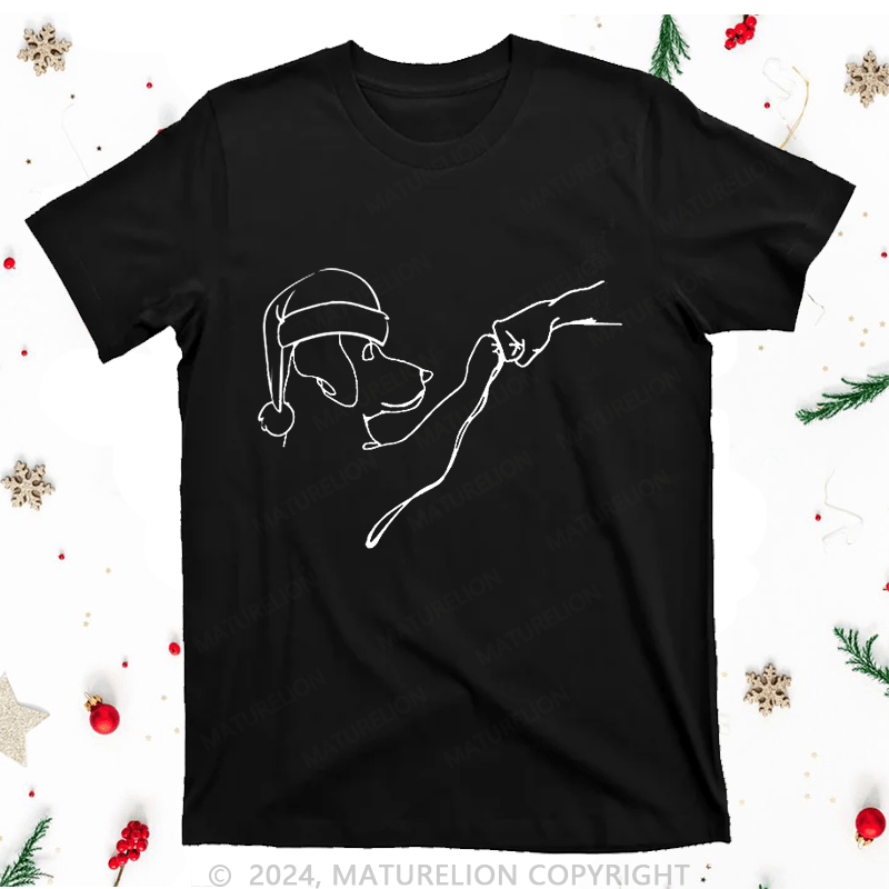 Maturelion Christmas T-Shirt Dog Fist Bump Funny Women T-Shirt