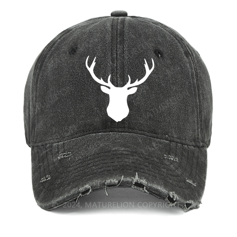 Maturelion Deer Skull Wildlife Wilderness Unisex Washed Vintage Cap
