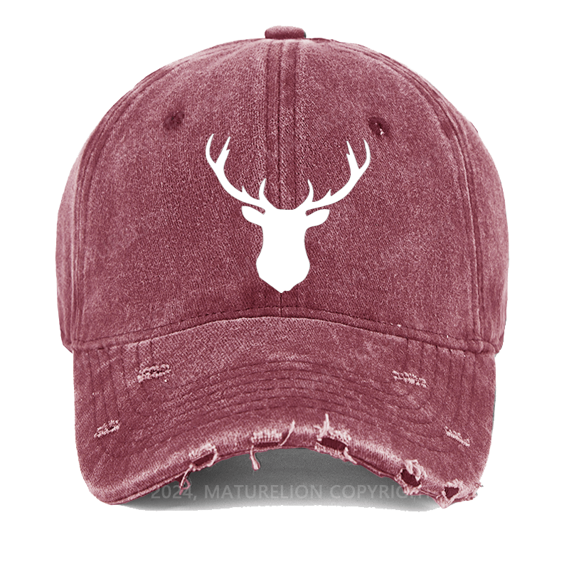 Maturelion Deer Skull Wildlife Wilderness Unisex Washed Vintage Cap