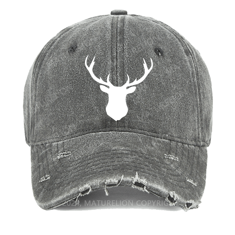 Maturelion Deer Skull Wildlife Wilderness Unisex Washed Vintage Cap