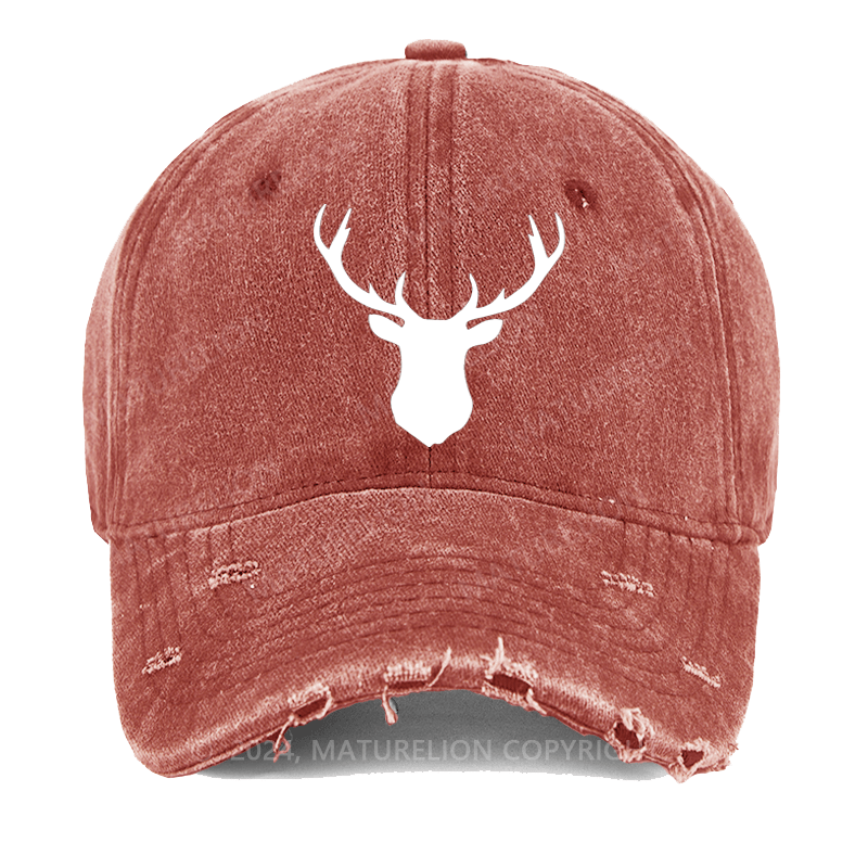 Maturelion Deer Skull Wildlife Wilderness Unisex Washed Vintage Cap