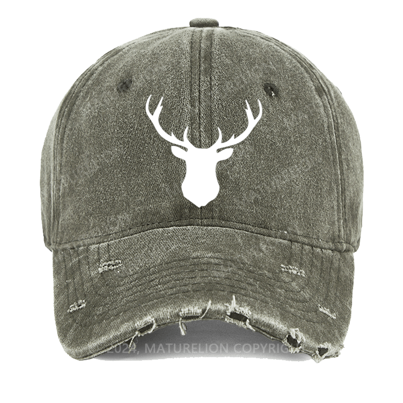 Maturelion Deer Skull Wildlife Wilderness Unisex Washed Vintage Cap
