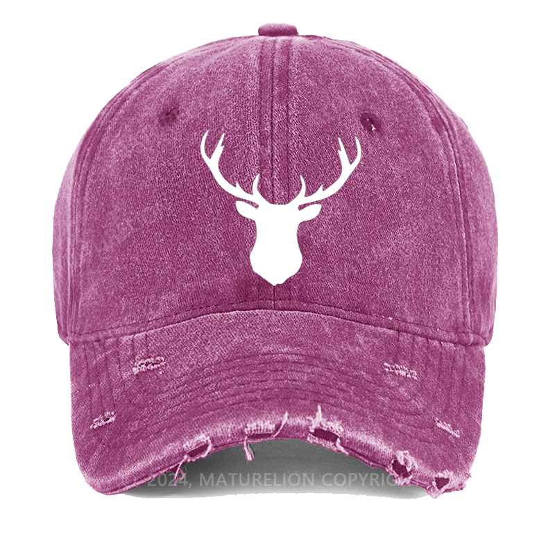 Maturelion Deer Skull Wildlife Wilderness Unisex Washed Vintage Cap