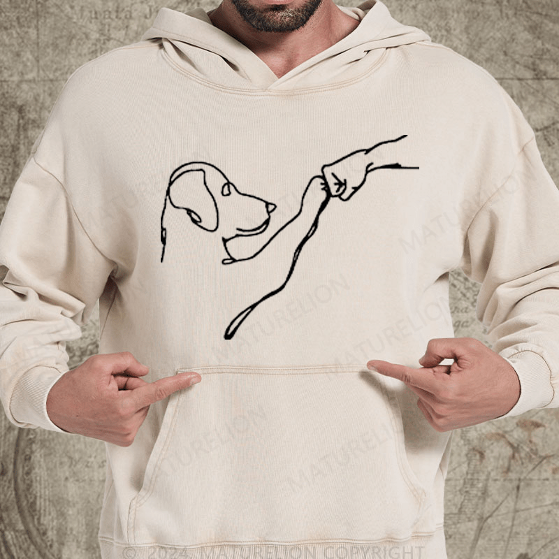 Maturelion Dog Fist Bump Funny Vintage Washed Custom Hoodie