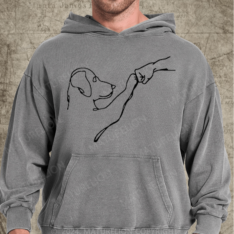 Maturelion Dog Fist Bump Funny Vintage Washed Custom Hoodie
