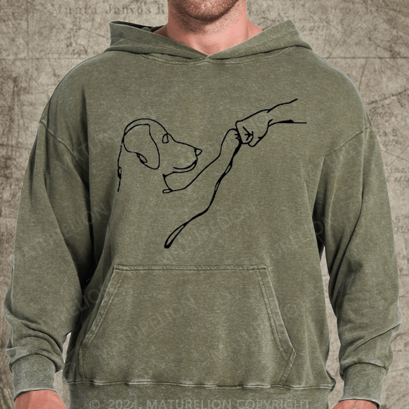 Maturelion Dog Fist Bump Funny Vintage Washed Custom Hoodie