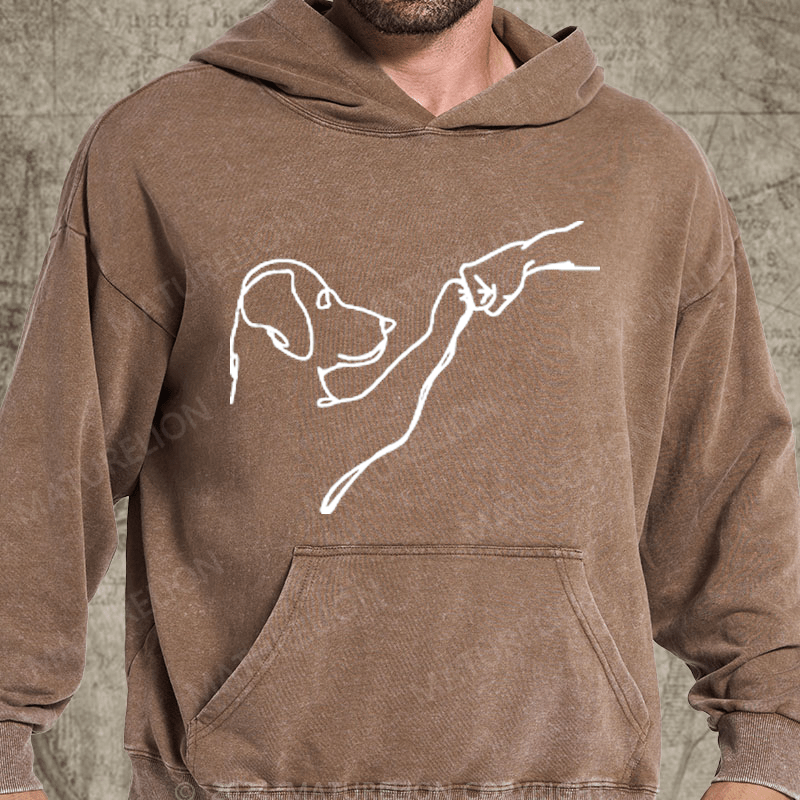 Maturelion Dog Fist Bump Funny Vintage Washed Custom Hoodie