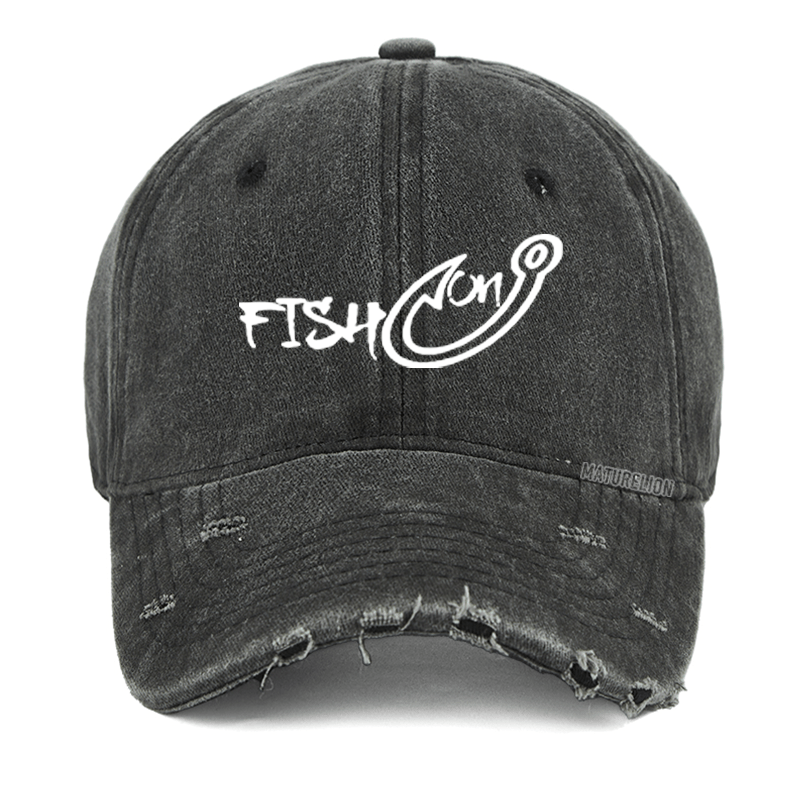 Maturelion Fish On Funny Fishing Washed Vintage Cap